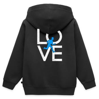 Faire du jogging - Sweat Premium à capuche zippé enfant bio - noir - Dos - AI Model Kid Male (0cm)