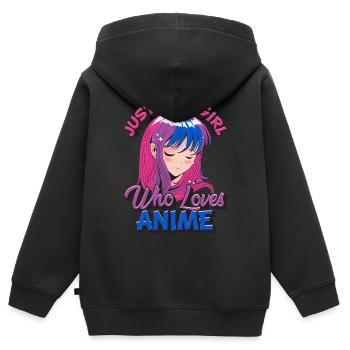 Bisexueller Stolz Nur ein BI-Mädchen, das Anime li - Kinder Premium Organic Zip Hoodie - Schwarz - Hinten - AI Model Kid Male (0cm)