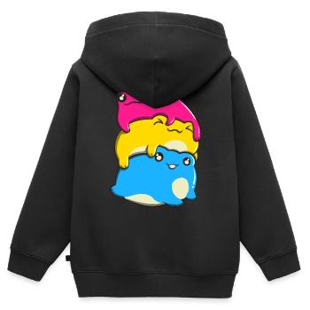 Pansexueller Stolz Kawaii Frosch Haufen Pansexuell - Kinder Premium Organic Zip Hoodie - Schwarz - Hinten - AI Model Kid Male (0cm)
