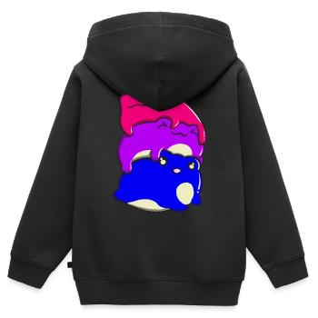 Bisexueller Stolz Froschhaufen Bisexuelle Flagge B - Kinder Premium Organic Zip Hoodie - Schwarz - Hinten - AI Model Kid Male (0cm)