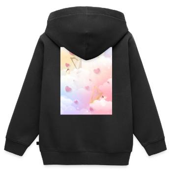 Angelcore Aesthetic Heaven Engel Harfen - Kinder Premium Organic Zip Hoodie - Schwarz - Hinten - AI Model Kid Male (0cm)