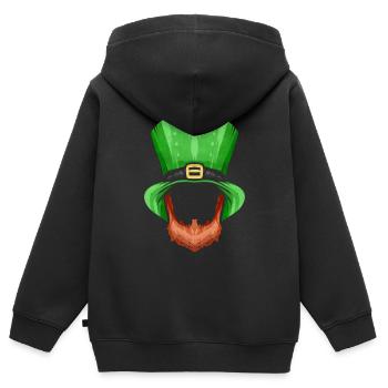 Barbe-Rouge et Chapeau Vert pour la Saint-Patrick - Sweat Premium à capuche zippé enfant bio - noir - Dos - AI Model Kid Male (0cm)