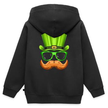 Chapeau vert barbe rouge et costume de lunettes pour St. - Sweat Premium à capuche zippé enfant bio - noir - Dos - AI Model Kid Male (0cm)