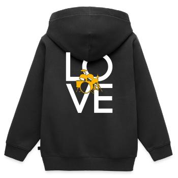 Schlagzeug - Kinder Premium Organic Zip Hoodie - Schwarz - Hinten - AI Model Kid Male (0cm)