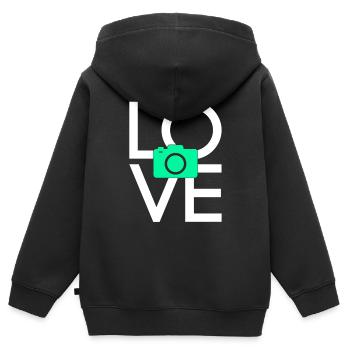 Fotografie - Kinder Premium Organic Zip Hoodie - Schwarz - Hinten - AI Model Kid Male (0cm)