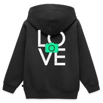 Fotografie - Kinder Premium Organic Zip Hoodie - Schwarz - Hinten - AI Model Kid Male (0cm)