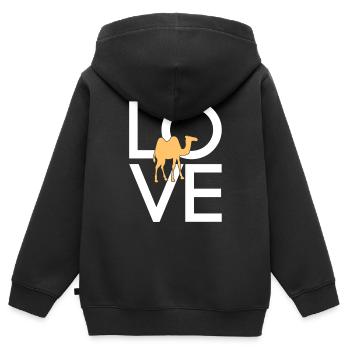 Kamel - Kinder Premium Organic Zip Hoodie - Schwarz - Hinten - AI Model Kid Male (0cm)