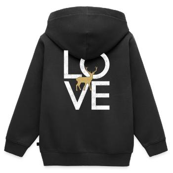 Cerf - Sweat Premium à capuche zippé enfant bio - noir - Dos - AI Model Kid Male (0cm)