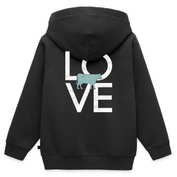 Vache - Sweat Premium à capuche zippé enfant bio - noir - Dos - AI Model Kid Male (0cm)