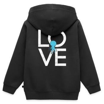 Qualle - Kinder Premium Organic Zip Hoodie - Schwarz - Hinten - AI Model Kid Male (0cm)