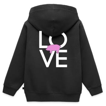 Cochon - Sweat Premium à capuche zippé enfant bio - noir - Dos - AI Model Kid Male (0cm)
