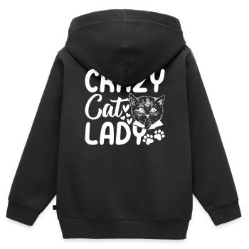 Verrückte Katzendame Katzenbesitzerin Niedliche Ka - Kinder Premium Organic Zip Hoodie - Schwarz - Hinten - AI Model Kid Male (0cm)