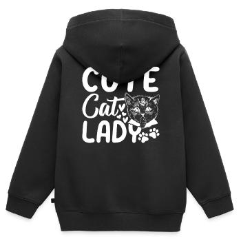 Niedliche Katzendame Niedliche Katzenliebhaberin K - Kinder Premium Organic Zip Hoodie - Schwarz - Hinten - AI Model Kid Male (0cm)