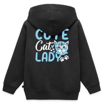 Niedliche Katzendame Katzenbesitzerin Niedliche Ka - Kinder Premium Organic Zip Hoodie - Schwarz - Hinten - AI Model Kid Male (0cm)