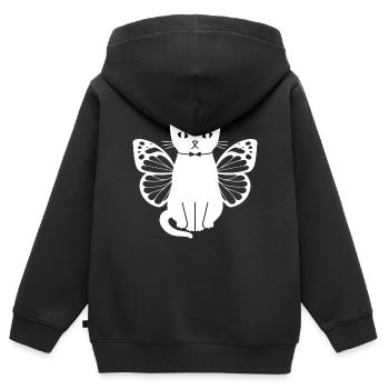 Chats avec papillons Chats mignons Chats - Sweat Premium à capuche zippé enfant bio - noir - Dos - AI Model Kid Male (0cm)