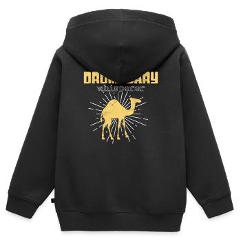 Chuchoteur dromadaire - Sweat Premium à capuche zippé enfant bio - noir - Dos - AI Model Kid Male (0cm)