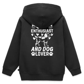 Katzenliebhaber und Hundeliebhaber - Kinder Premium Organic Zip Hoodie - Schwarz - Hinten - AI Model Kid Male (0cm)