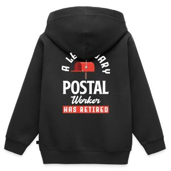 Fonctionnaires postaux Pensionné - Sweat Premium à capuche zippé enfant bio - noir - Dos - AI Model Kid Male (0cm)