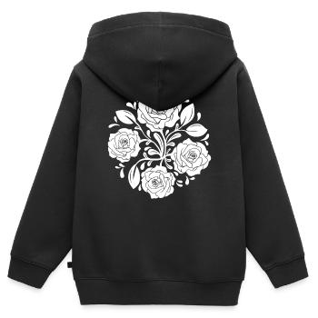 Esthétique baroque Œuvre d’art Rose - Sweat Premium à capuche zippé enfant bio - noir - Dos - AI Model Kid Male (0cm)