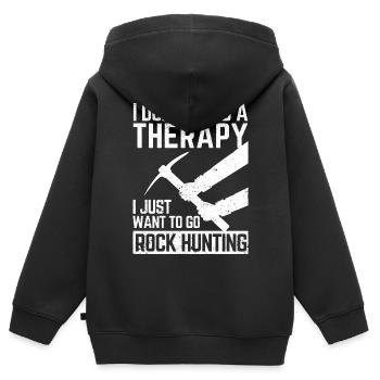 Drôle de chasse aux rochers Géologue Chasseur de roches - Sweat Premium à capuche zippé enfant bio - noir - Dos - AI Model Kid Male (0cm)