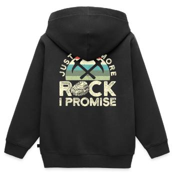 Drôle de chasse aux rochers Géologue Chasseur de roches - Sweat Premium à capuche zippé enfant bio - noir - Dos - AI Model Kid Male (0cm)