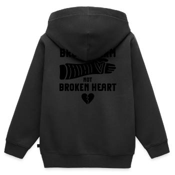 Drôle de bras cassé pas coeur cassé Ar - Sweat Premium à capuche zippé enfant bio - noir - Dos - AI Model Kid Male (0cm)