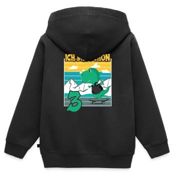 Dino Geburtstagsmotiv 3 Jahre Jungen Geschenkidee - Kinder Premium Organic Zip Hoodie - Schwarz - Hinten - AI Model Kid Male (0cm)
