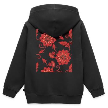 Muster, Blumenmuster, dekorative Blumen, Plakat - Kinder Premium Organic Zip Hoodie - Schwarz - Hinten - AI Model Kid Male (0cm)