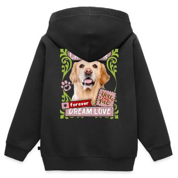 Labrador-Rassehund, Hund Spruch Forever-Dream-Love - Kinder Premium Organic Zip Hoodie - Schwarz - Hinten - AI Model Kid Male (0cm)