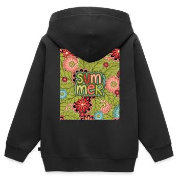 Summer, Pattern, Floral Pattern, Summer Pattern - Kids Premium Organic Zip-up Hoodie - black - Back - AI Model Kid Male (0cm)