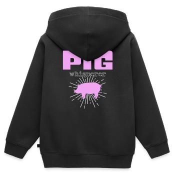 Chuchoteur de cochon - Sweat Premium à capuche zippé enfant bio - noir - Dos - AI Model Kid Male (0cm)