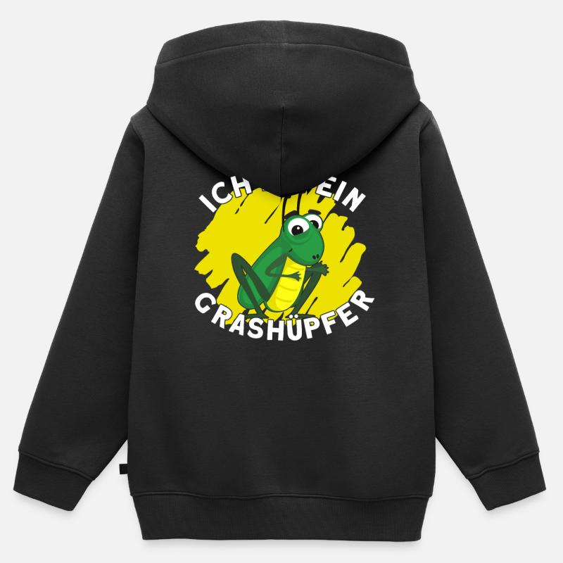 Ich bin ein Grashüpfer - Kinder Premium Organic Zip Hoodie - Schwarz