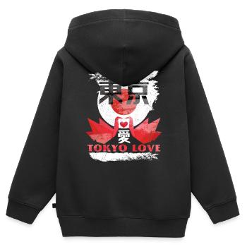 Tokyo-Love, Tokyo-City, Origami-Kraniche - Kinder Premium Organic Zip Hoodie - Schwarz - Hinten - AI Model Kid Male (0cm)