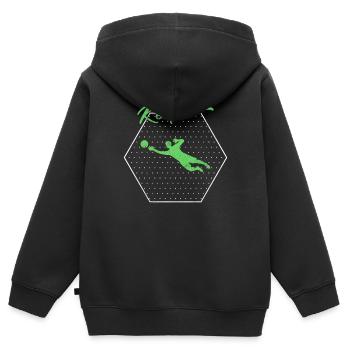 Gardien de but - Sweat Premium à capuche zippé enfant bio - noir - Dos - AI Model Kid Male (0cm)