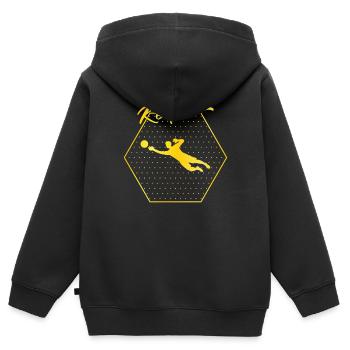 Gardien de but - Sweat Premium à capuche zippé enfant bio - noir - Dos - AI Model Kid Male (0cm)