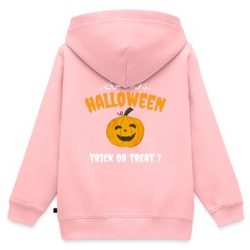 Happy Halloween, Süßes oder Saures - Kinder Premium Organic Zip Hoodie - Rosa - Hinten - AI Model Kid Female (0cm)