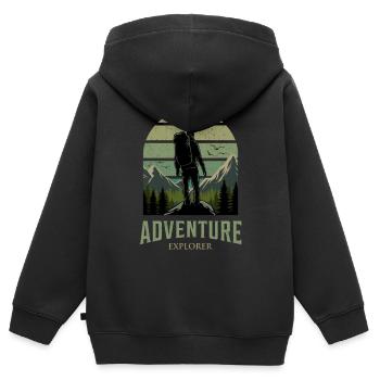 Adventure Explorer Berge Naturliebhaber - Kinder Premium Organic Zip Hoodie - Schwarz - Hinten - AI Model Kid Male (0cm)