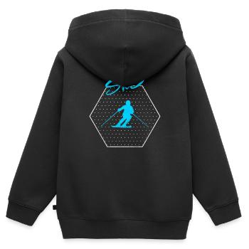 Ski - Kinder Premium Organic Zip Hoodie - Schwarz - Hinten - AI Model Kid Male (0cm)