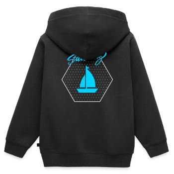 Sail - Kids Premium Organic Zip-up Hoodie - black - Back - AI Model Kid Male (0cm)