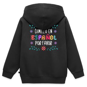 Spanischlehrer, Spanisch Unterrichten - Kinder Premium Organic Zip Hoodie - Schwarz - Hinten - AI Model Kid Male (0cm)