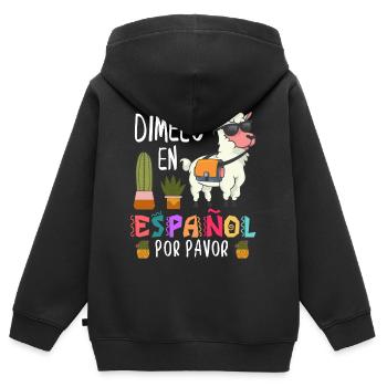 Spanischlehrer, Spanisch Unterrichten - Kinder Premium Organic Zip Hoodie - Schwarz - Hinten - AI Model Kid Male (0cm)