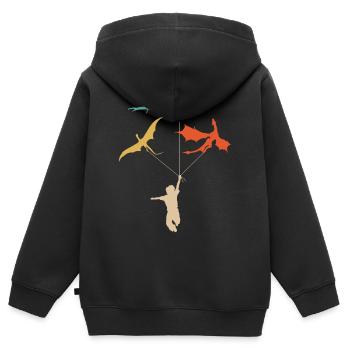 Lustiger Trendiger Kleiner Junge Mit Drachen - Kinder Premium Organic Zip Hoodie - Schwarz - Hinten - AI Model Kid Male (0cm)