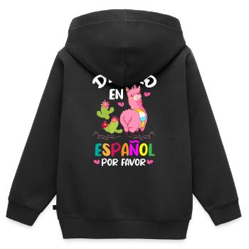 Spanischlehrer, Spanisch Unterrichten - Kinder Premium Organic Zip Hoodie - Schwarz - Hinten - AI Model Kid Male (0cm)