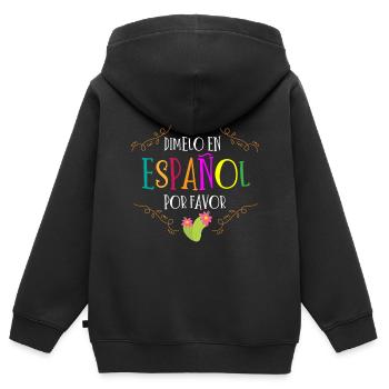 Spanischlehrer, Spanisch Unterrichten - Kinder Premium Organic Zip Hoodie - Schwarz - Hinten - AI Model Kid Male (0cm)