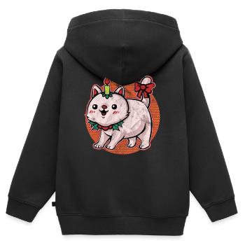 Ugly Christmas Sweater Katze - Kinder Premium Organic Zip Hoodie - Schwarz - Hinten - AI Model Kid Male (0cm)