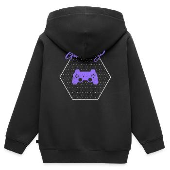 Gaming - Kinder Premium Organic Zip Hoodie - Schwarz - Hinten - AI Model Kid Male (0cm)