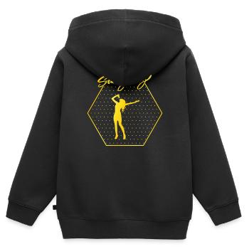 Singen - Kinder Premium Organic Zip Hoodie - Schwarz - Hinten - AI Model Kid Male (0cm)