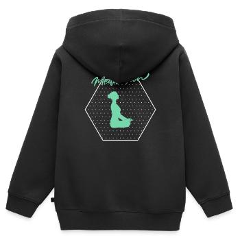 Méditation - Sweat Premium à capuche zippé enfant bio - noir - Dos - AI Model Kid Male (0cm)