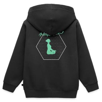 Méditation - Sweat Premium à capuche zippé enfant bio - noir - Dos - AI Model Kid Male (0cm)
