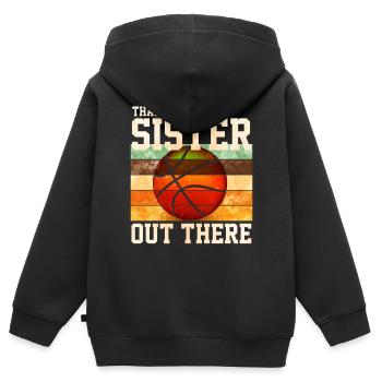 Basketball Sœur - Sweat Premium à capuche zippé enfant bio - noir - Dos - AI Model Kid Male (0cm)